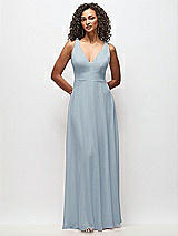 Front View Thumbnail - Mist Deep V-Neck Chiffon Maxi Dress