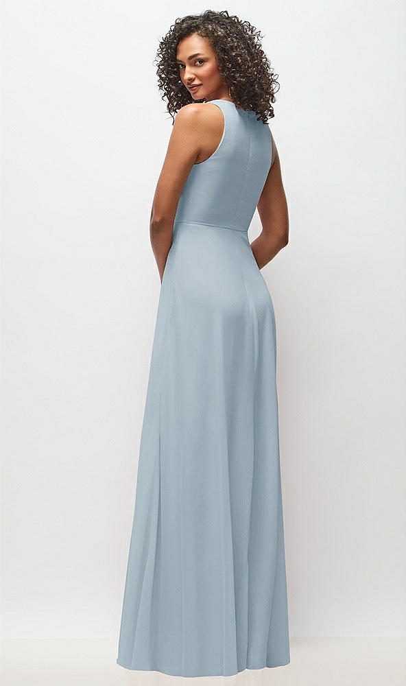 Back View - Mist Deep V-Neck Chiffon Maxi Dress