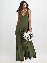 Alt View 1 Thumbnail - Olive Green Deep V-Neck Chiffon Maxi Dress