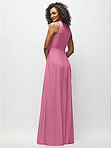 Rear View Thumbnail - Orchid Pink Deep V-Neck Chiffon Maxi Dress