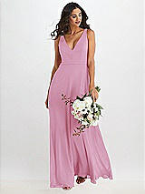 Alt View 1 Thumbnail - Powder Pink Deep V-Neck Chiffon Maxi Dress