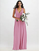 Alt View 2 Thumbnail - Powder Pink Deep V-Neck Chiffon Maxi Dress