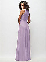 Rear View Thumbnail - Pale Purple Deep V-Neck Chiffon Maxi Dress