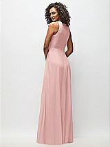 Rear View Thumbnail - Rose Deep V-Neck Chiffon Maxi Dress