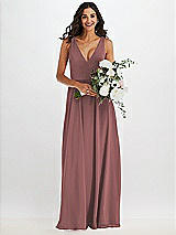 Alt View 2 Thumbnail - Rosewood Deep V-Neck Chiffon Maxi Dress