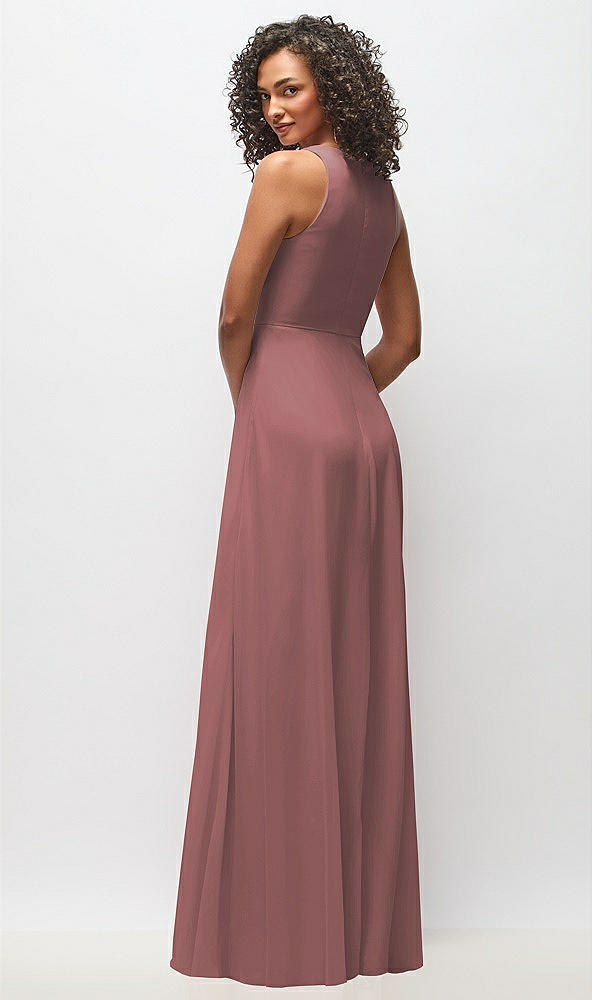 Back View - Rosewood Deep V-Neck Chiffon Maxi Dress
