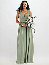 Alt View 2 Thumbnail - Sage Deep V-Neck Chiffon Maxi Dress