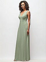 Side View Thumbnail - Sage Deep V-Neck Chiffon Maxi Dress