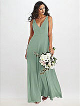 Alt View 1 Thumbnail - Seagrass Deep V-Neck Chiffon Maxi Dress