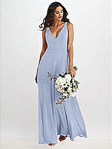 Alt View 1 Thumbnail - Sky Blue Deep V-Neck Chiffon Maxi Dress