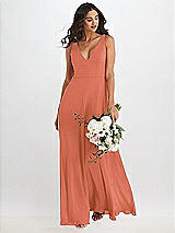 Alt View 1 Thumbnail - Terracotta Copper Deep V-Neck Chiffon Maxi Dress