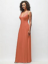Side View Thumbnail - Terracotta Copper Deep V-Neck Chiffon Maxi Dress