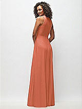 Rear View Thumbnail - Terracotta Copper Deep V-Neck Chiffon Maxi Dress