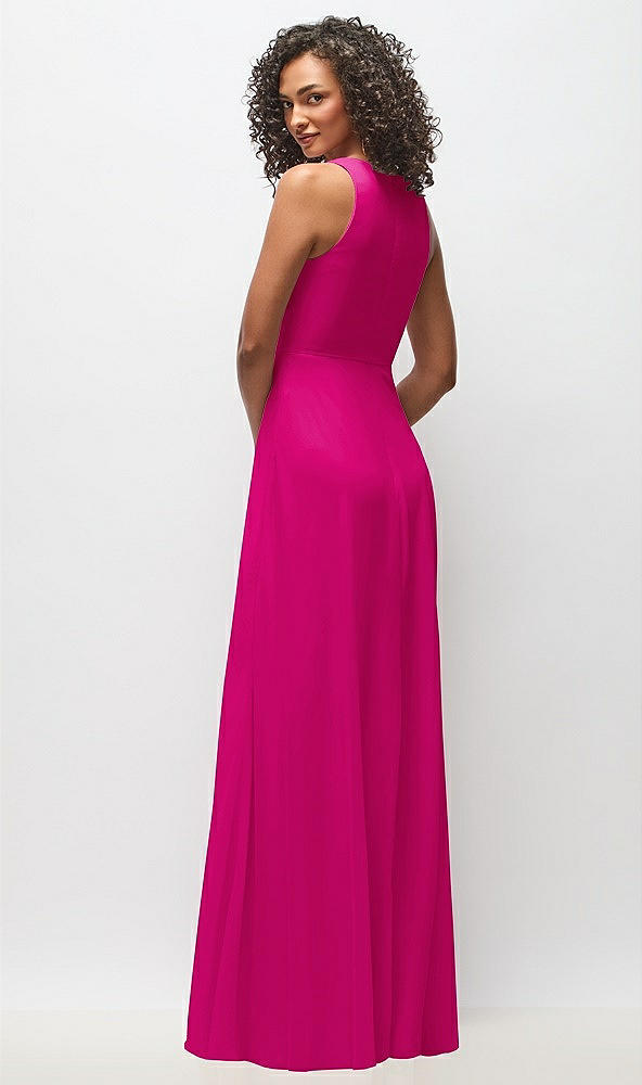 Back View - Think Pink Deep V-Neck Chiffon Maxi Dress