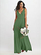 Alt View 1 Thumbnail - Vineyard Green Deep V-Neck Chiffon Maxi Dress