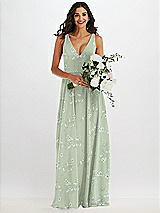 Alt View 2 Thumbnail - Vintage Primrose Sage Deep V-Neck Chiffon Maxi Dress