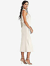 Side View Thumbnail - Ivory Draped Twist Halter Tie-Back Midi Dress - Paloma