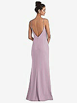 Rear View Thumbnail - Suede Rose Open-Back High-Neck Halter Trumpet Gown