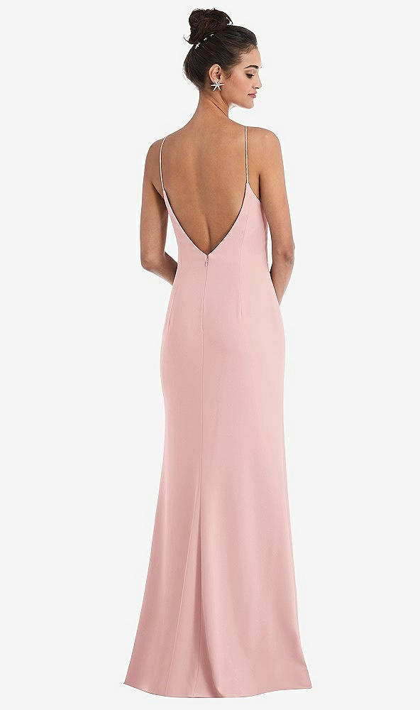 Back View - Rose Open-Back High-Neck Halter Trumpet Gown