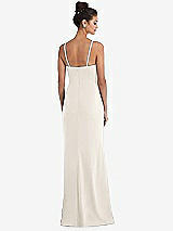 Rear View Thumbnail - Ivory Notch Crepe Trumpet Gown with Front Slit