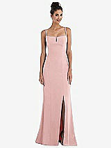 Front View Thumbnail - Rose Notch Crepe Trumpet Gown with Front Slit