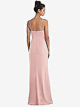 Rear View Thumbnail - Rose Notch Crepe Trumpet Gown with Front Slit