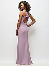 Rear View Thumbnail - Suede Rose Criss-Cross Cutout Back Maxi Dress with Front Slit