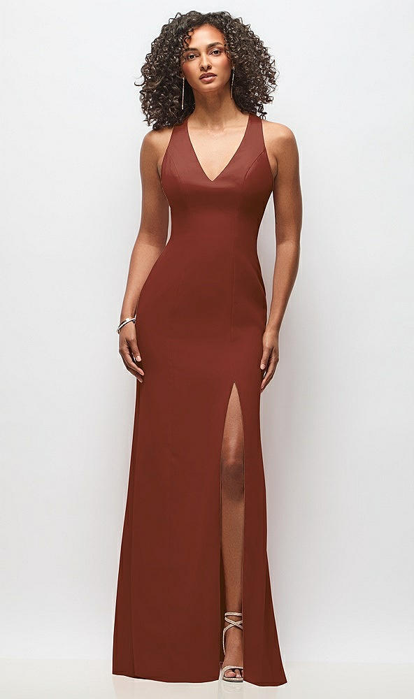 Front View - Auburn Moon Criss-Cross Cutout Back Maxi Dress with Front Slit