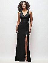 Front View Thumbnail - Black Criss-Cross Cutout Back Maxi Dress with Front Slit