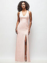 Front View Thumbnail - Blush Criss-Cross Cutout Back Maxi Dress with Front Slit