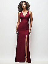Front View Thumbnail - Burgundy Criss-Cross Cutout Back Maxi Dress with Front Slit