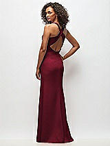 Rear View Thumbnail - Burgundy Criss-Cross Cutout Back Maxi Dress with Front Slit