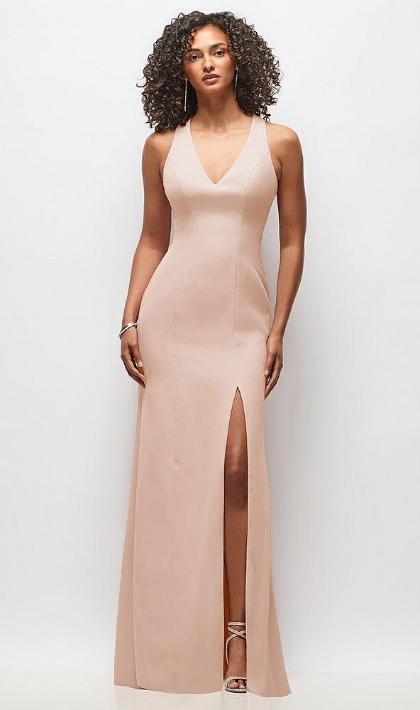 Front View - Cameo Criss-Cross Cutout Back Maxi Dress with Front Slit