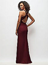 Rear View Thumbnail - Cabernet Criss-Cross Cutout Back Maxi Dress with Front Slit