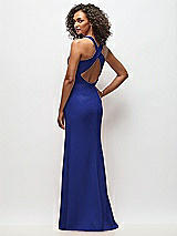 Rear View Thumbnail - Cobalt Blue Criss-Cross Cutout Back Maxi Dress with Front Slit