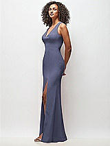 Side View Thumbnail - French Blue Criss-Cross Cutout Back Maxi Dress with Front Slit