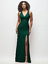 Front View Thumbnail - Hunter Green Criss-Cross Cutout Back Maxi Dress with Front Slit
