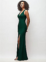 Side View Thumbnail - Hunter Green Criss-Cross Cutout Back Maxi Dress with Front Slit