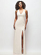 Front View Thumbnail - Ivory Criss-Cross Cutout Back Maxi Dress with Front Slit