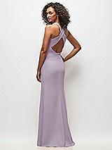 Rear View Thumbnail - Lilac Haze Criss-Cross Cutout Back Maxi Dress with Front Slit