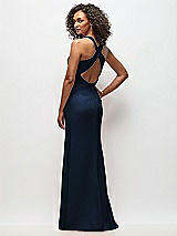 Rear View Thumbnail - Midnight Navy Criss-Cross Cutout Back Maxi Dress with Front Slit