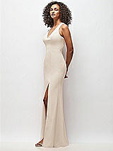 Side View Thumbnail - Oat Criss-Cross Cutout Back Maxi Dress with Front Slit