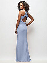 Rear View Thumbnail - Sky Blue Criss-Cross Cutout Back Maxi Dress with Front Slit