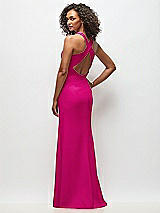 Rear View Thumbnail - Think Pink Criss-Cross Cutout Back Maxi Dress with Front Slit