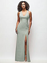 Front View Thumbnail - Willow Green Criss-Cross Cutout Back Maxi Dress with Front Slit