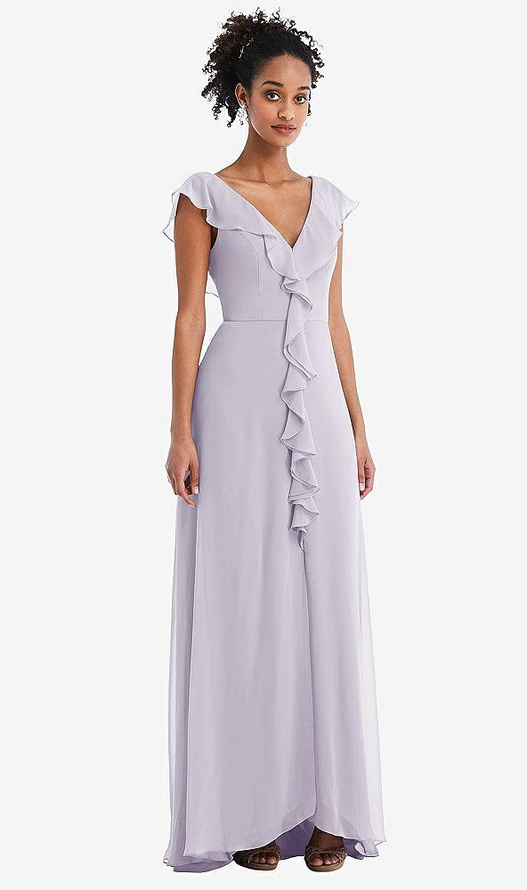 Front View - Moondance Ruffle-Trimmed V-Back Chiffon Maxi Dress