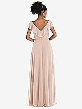 Rear View Thumbnail - Cameo Ruffle-Trimmed V-Back Chiffon Maxi Dress