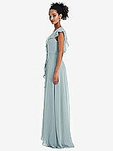 Side View Thumbnail - Morning Sky Ruffle-Trimmed V-Back Chiffon Maxi Dress