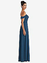 Alt View 3 Thumbnail - Dusk Blue Off-the-Shoulder Draped Neckline Maxi Dress