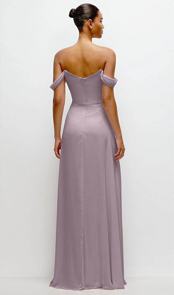 Back View - Lilac Dusk Off-the-Shoulder Draped Neckline Maxi Dress